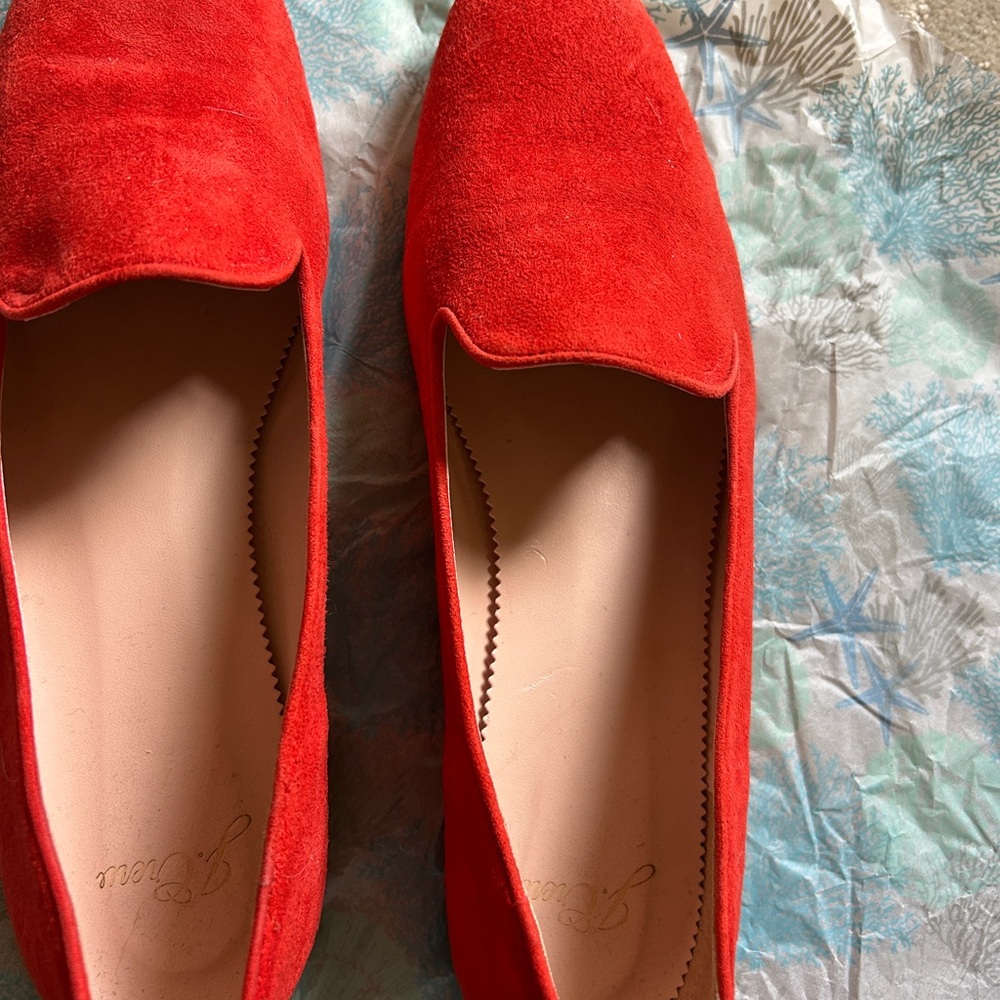 Red J Crew Suede Women's Loafers - Picture 2 of 6